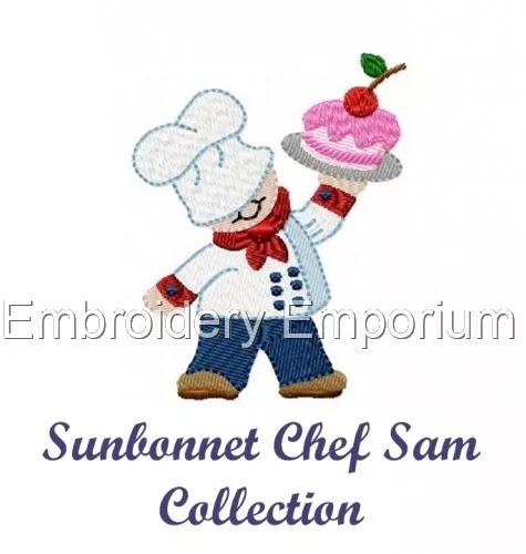 Sunbonnet Chef Sam Collection - Machine Embroidery Designs On Usb 4X4