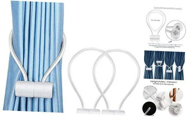 2 Magnetic Curtain Tiebacks- Drapery Holdbacks, Tie Backs Holdback for White