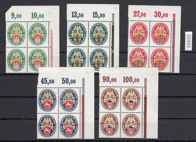 DR 1928, Mich.-Nr.: 425-29 **  Eckrand 4er.-Block