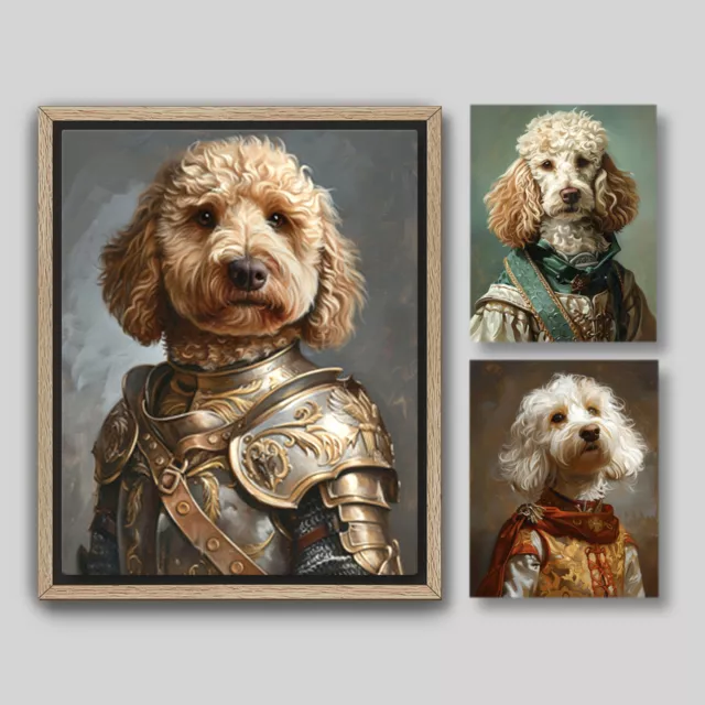 A Set of 3 Prints, Labradoodle in Royal Costume, Funny Pet Portraits A001A