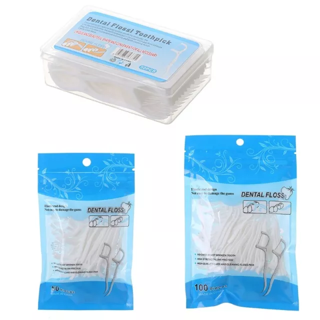 50/100pcs Floss Flosser Picks Toothpicks Teeth Tooth Cleaning