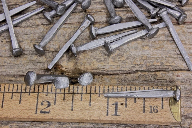 1” Square NAILS 25 quantity round small domed head brads vintage antique rustic 2