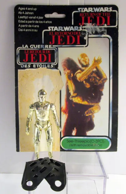 Statuetta Star Wars C-3PO completamente vintage originale intenditore 1982/1983 con cardback