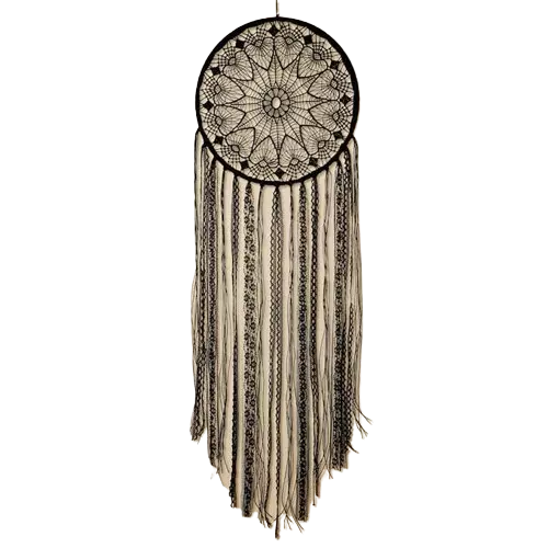 Traumfänger Dreamcatcher Handmade Crochet Wanddekoration Schwarz