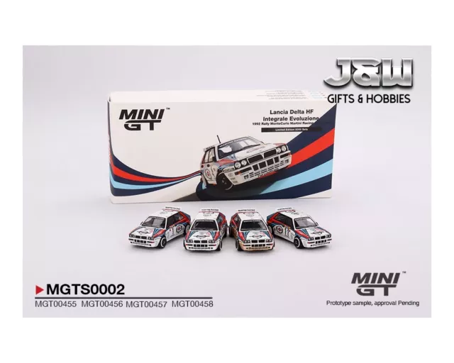 Mini Gt Lancia Delta HF Integrale Evo 92 Rally Monte Carlo 4 Auto Set 1/64