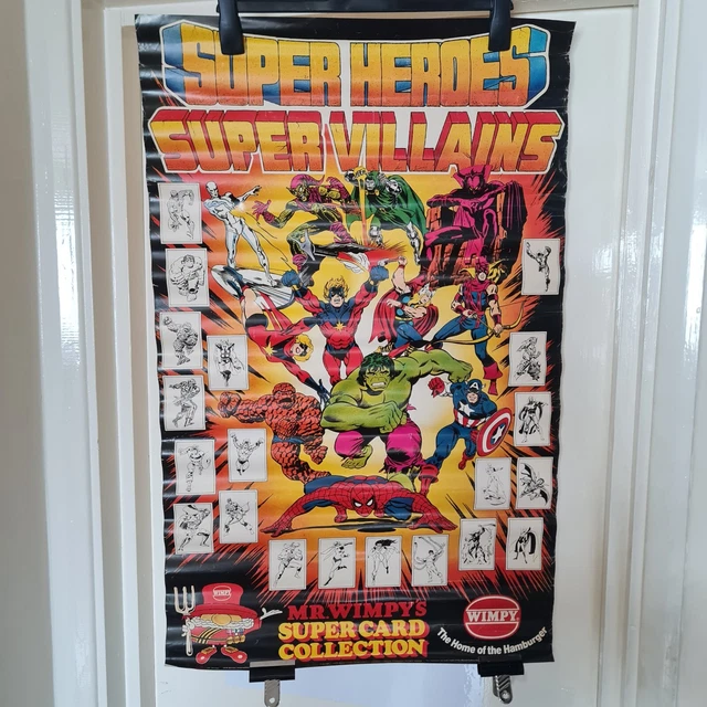WIMPY'S SUPER Heroes Villains Trading Card Collection Poster 1979 ...