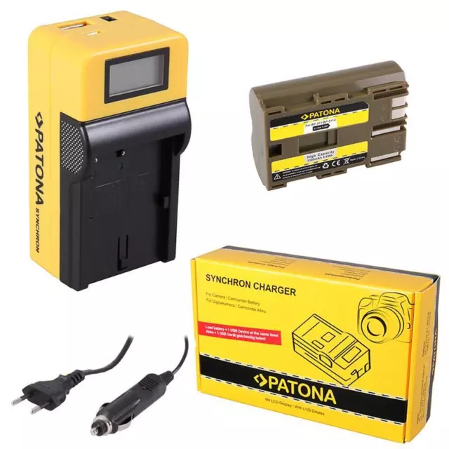 Batteria Patona + caricabatteria Synchron LCD per Canon BP-511,BP-511A