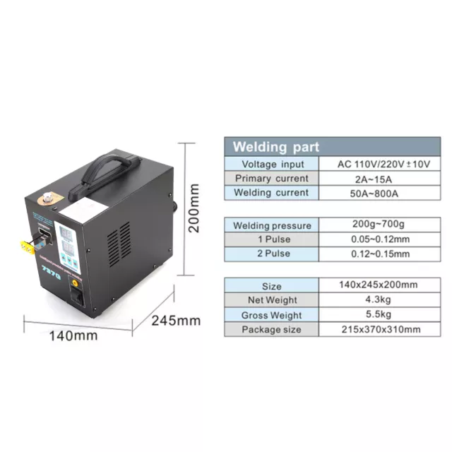 737G 1.5KW Battery Spot Welder Automatic Pulse Welding Machine for 18650 Battery 2