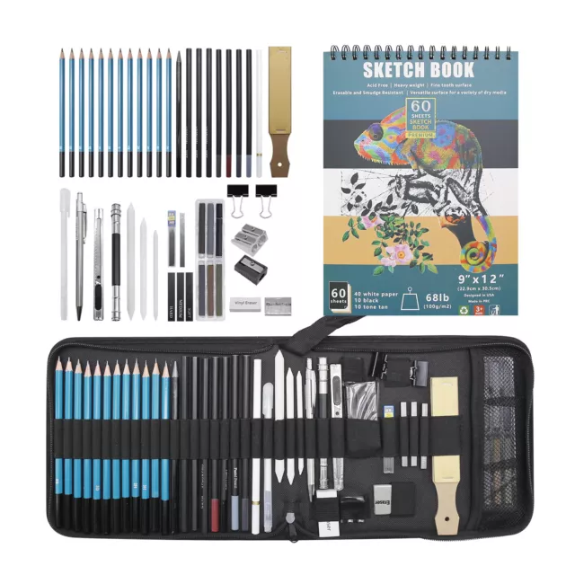 50PCS SKETCH AND Drawing Art Pencils Supplies Charcoal with 100 Page  Drawing Pad $29.80 - PicClick