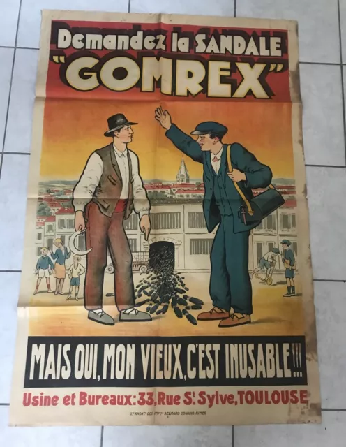 Ancienne Grande Affiche Publicitaire Chaussure Sandale Gomrex Toulouse 80x118