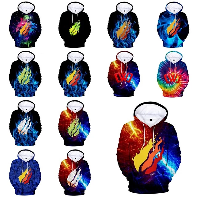 KIDS PRESTONPLAYZ 3D Flame Print Hoodie Youtube Casual Sweatshirt