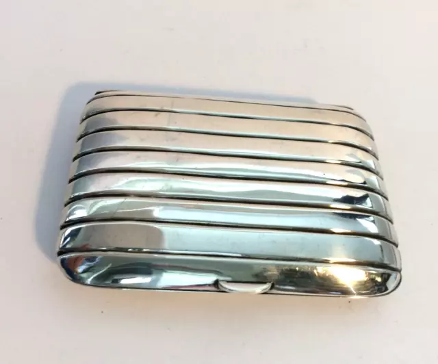 Antique Silver purse  Reeded  Tan Kid leather lined White Metal 77g