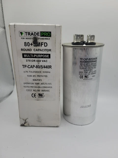 NUOVO TRADEPRO TP CAP 55/7.5/440USA R 55+7.5 MFD 370/440 Volt - Foto 2