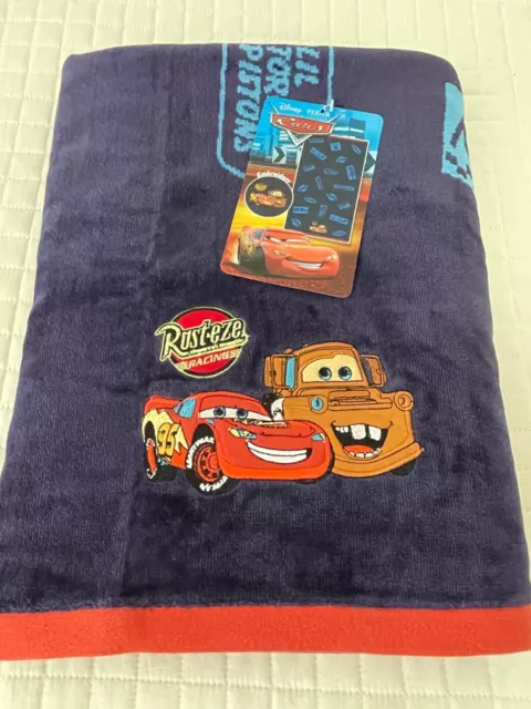 New with Tags Disney Pixar Cars 100% Cotton Embroidered Beach Towel