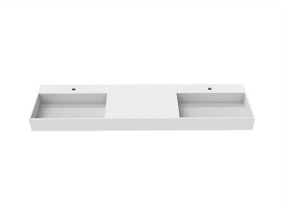 72" Rectangular Solid Surface Wall Mount Floating Double Sink Minimalist Vanity