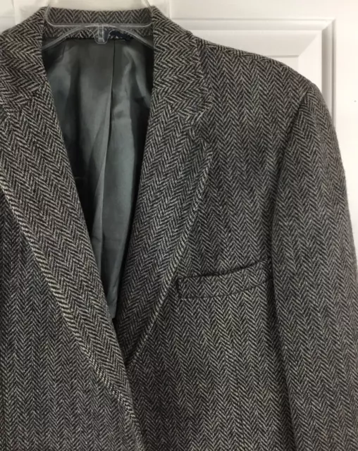 VIntage American Craftsmen Harris Tweed Mens 40S Gray Herringbone Wool Blazer