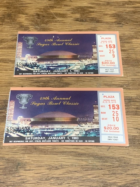 1983 Sugar Bowl tickets (2) UGA vs Penn State Herschel Walker's last collegiate