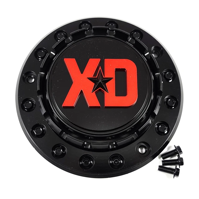 KMC XD Series Wheel Rim Center Hub Cap Closed-End Bolt-On Gloss Black 8-5/8"OD