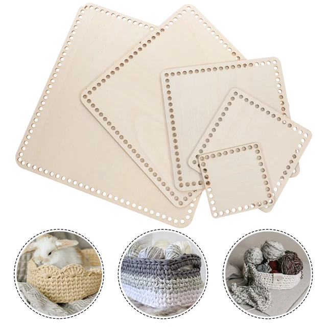 5pcs Blank Crochet Panier de base en bois Panier en bois bas panier pour