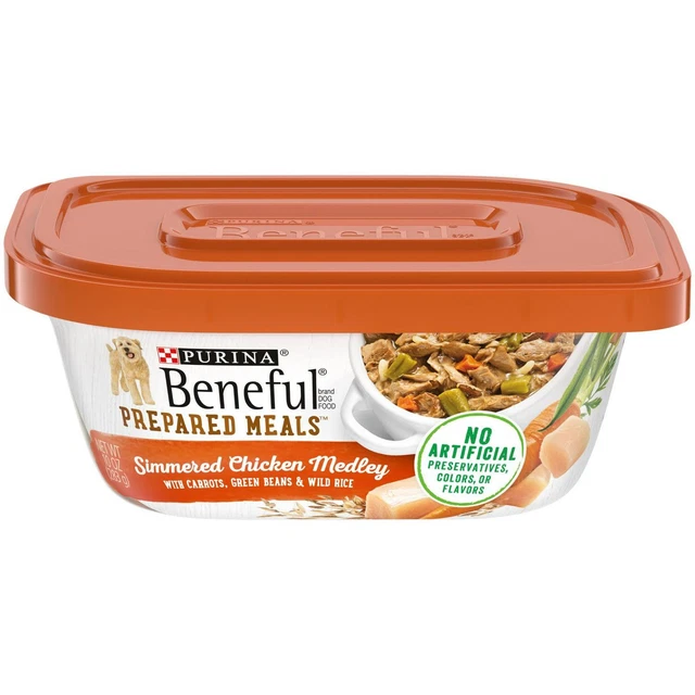 Prepared Meals Wet Dog Food Simmered Chicken Medley 10 oz Tubs 8 Pack