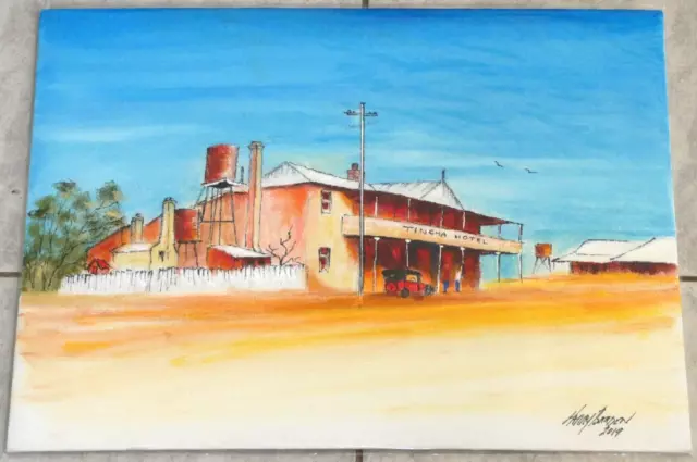 Tingha Hotel NSW by Harry Barden 2019 Orignial Painting Signed Unframed 40x30cm