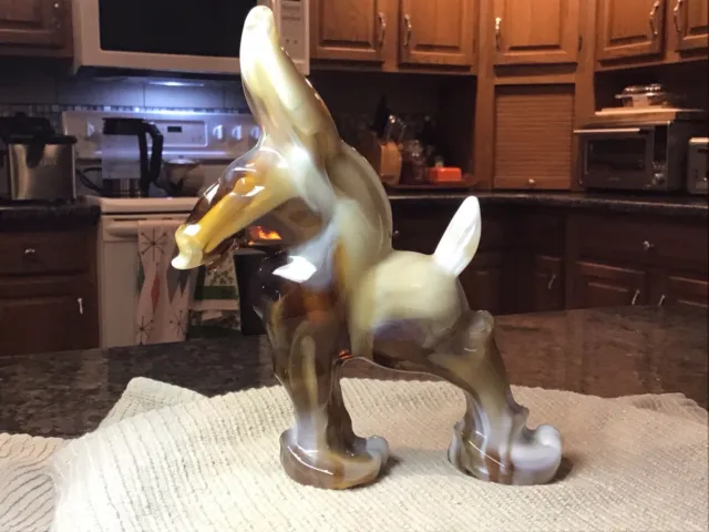 Vintage HEISEY IMPERIAL Caramel Slag Glass Wild Jack the Donkey Mule Burro 6.5"