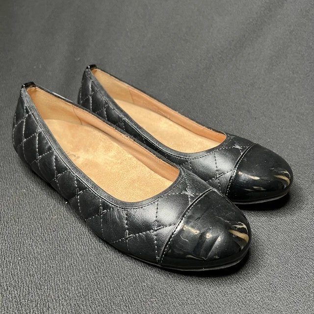 VIONIC DESIREE QUILTED Leather Cap Toe Slip On Nude Ballet Flats