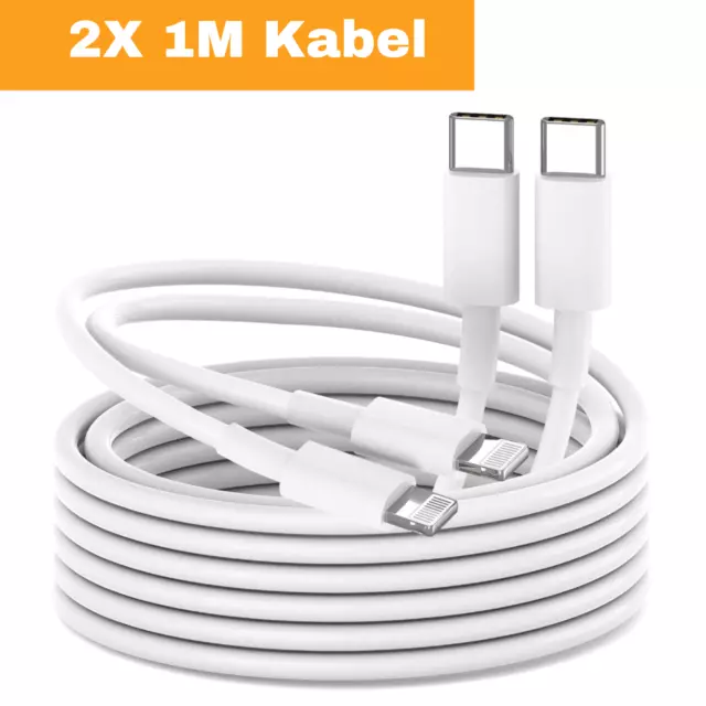 2x 1m USBC Ladekabel Datenkabel für Original Apple iPhone X Xs 7 12 13 14 Pro