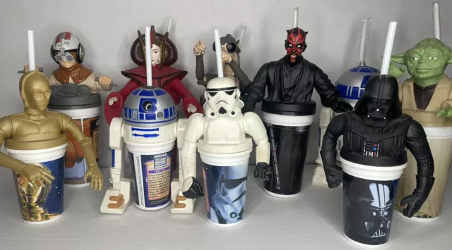 Vintage Star Wars Drink Cups Topper KFC Pizza Hut Taco Bell 1990s Lot 10