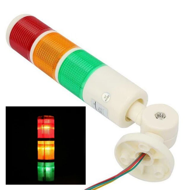 EVTSCAN Ultimo segnale luminoso Colonna LED Allarme Torre rotonda Indicatore luminoso Luce lampeggiante Segnale acustico Buzzer Rosso Verde Giallo DC 24V