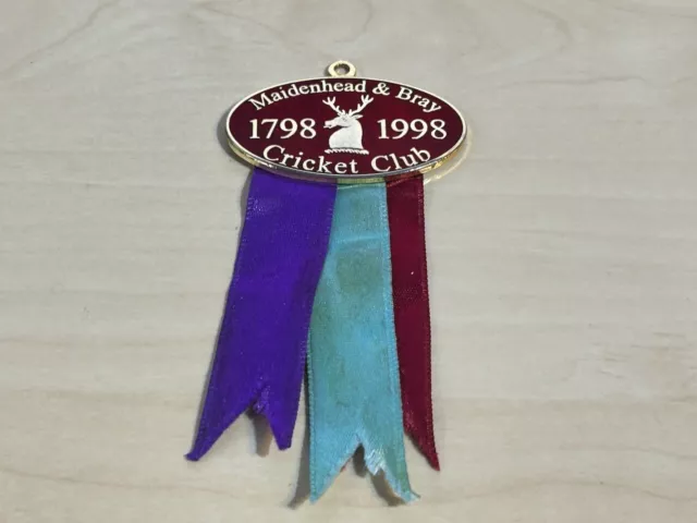 Maidenhead & Bray Cricket Club 1798 - 1998 Enamel Badge Vintage