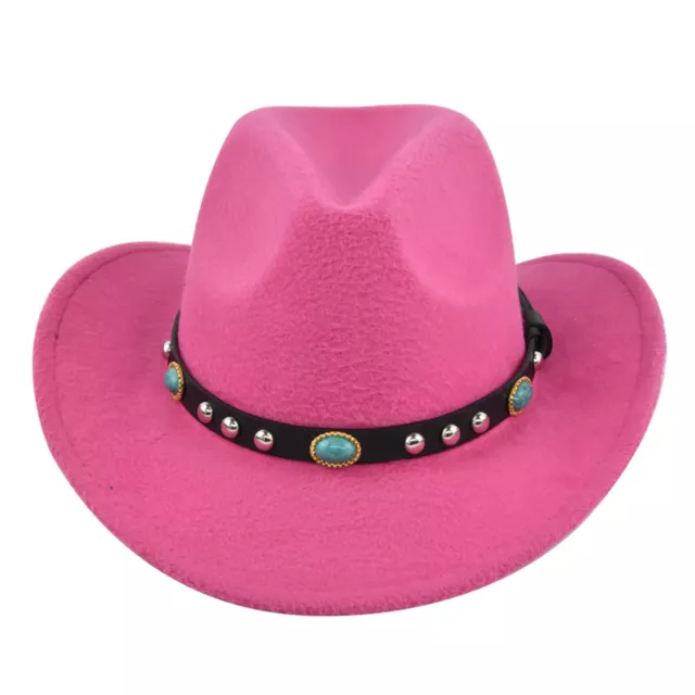 Rosa Western-Cowboy türkisfarbener Riemen Männer Frauen Retro breite Krempe Hut