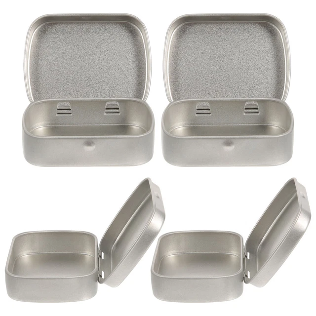 4 piezas latas vacías de hojalata estuche de joyería pequeño estuche de almacenamiento caja pequeña