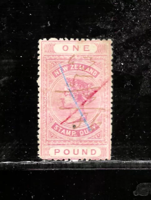 1882 New Zealand Stamp Duty, QV 1pound Rose, Postal Fiscals, SG  F123, FU