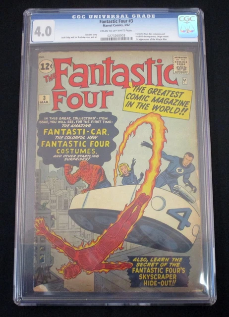 Fantastic Four #3 CGC 4.0 Marvel Silver Age Lee Kirby 1st Costumes Origin Retold