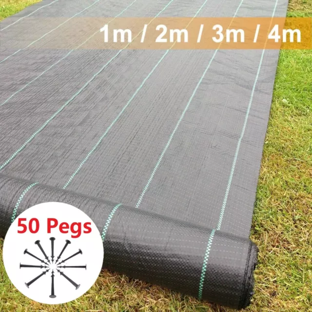 Anti Weed Membrane Control Fabric Garden Ground Landscape Cover Heavy Duty Pegs