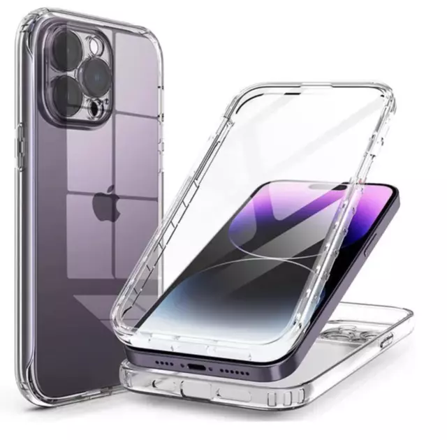 SHOCKPROOF CASE For iPhone 14 11 12 13  XR XS 7 8 Clear COVER FRONT + BACK