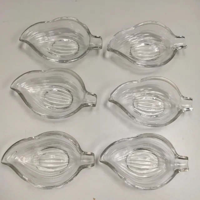 Vintage - Crystal Glass Leaf Shaped Pattern Olive/Candy Dish /set of 6