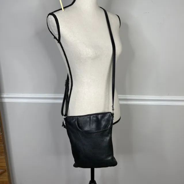 Margot Anthropologie Black Genuine Leather Crossbody Bag Purse Medium Designer