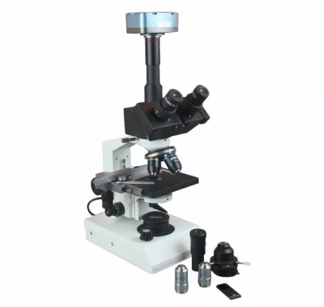 Professional Trinocular LED Microscope w Phase Contrast w 5Mp USB Camera WIN MAC