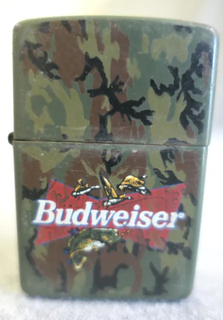 Vintage 2000 Budweiser Woodland Leaf ERDL Camo Camouflage Hunting Zippo Lighter