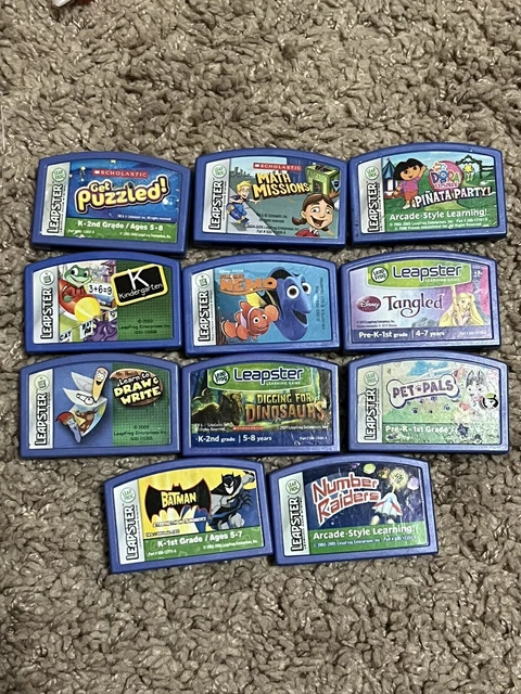 LeapFrog Leapster Learning Games Cartridges 11 Games Nemo Dora Batman Disney!