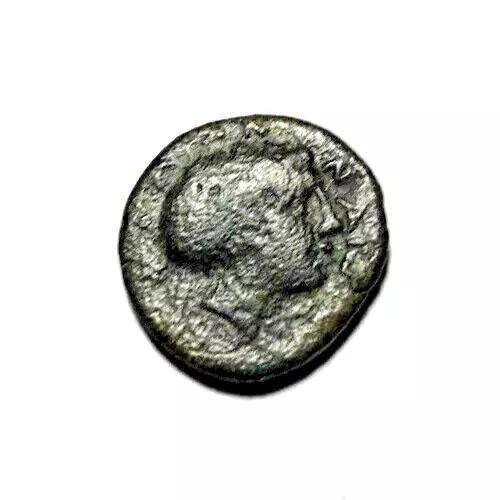 Ancient Greek Coin Phalanna in Thessaly 350 BC. Young Male Nymph Phalanna