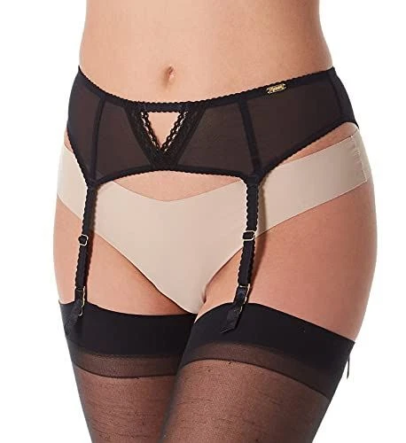 Gossard Donna Trasparente Seduzione Susupender Lingerie, Nero, XS
