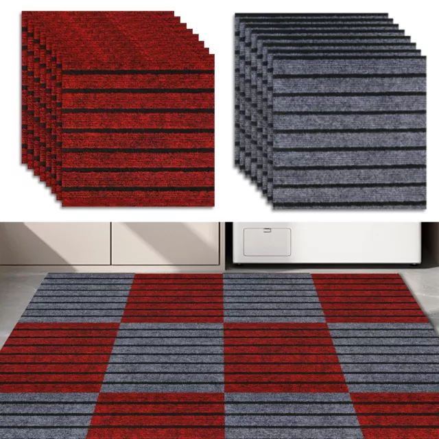 24Pcs Carpet Tiles Heavy Duty Self-Adhesive Commercial Office Home Shop Flooring