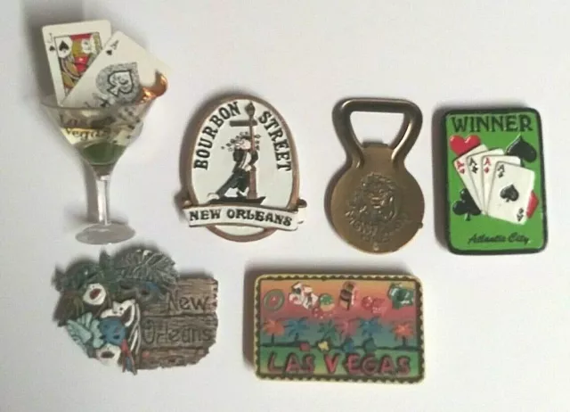 Las Vegas New Orleans Casino Bourbon Street Vintage Fridge Magnet Lot (Qty 6)