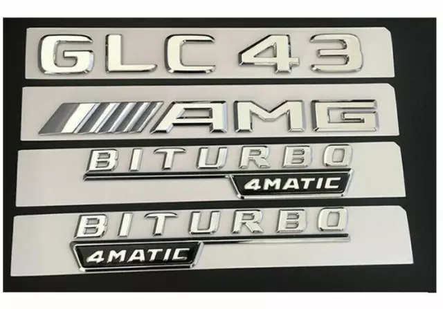 Chrome GLC43 AMG BITURBO 4MATIC Trunk Badges Emblems for Mercedes Benz X253