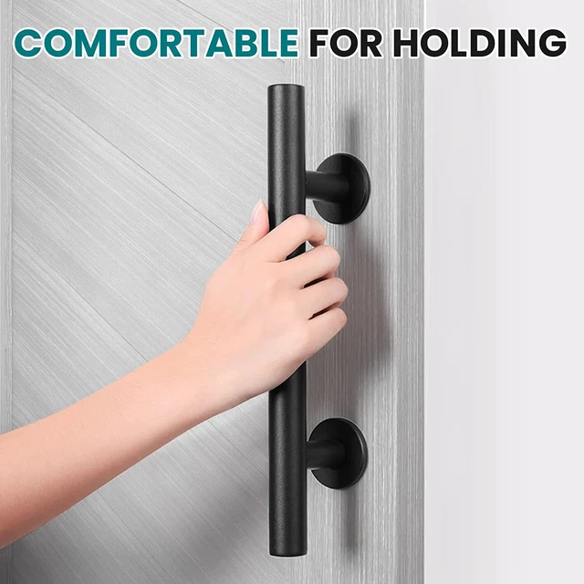 12" Sliding Barn Door Pull Flush Handle Gate Hardware Set Cast Iron Matte Black