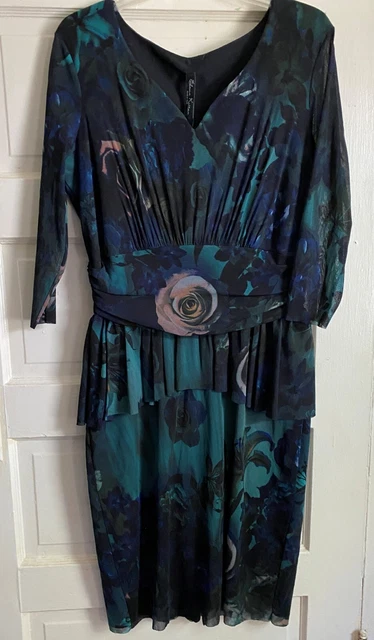NEW Elana Kattan Addison dark floral peplum straight dress misses size XL NWT