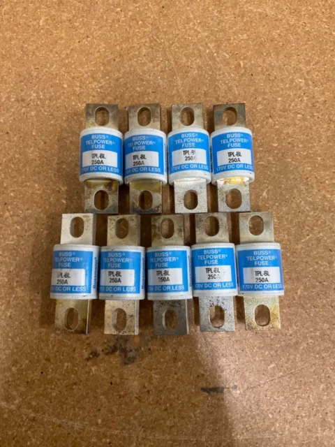 Lot of 9 Cooper Bussmann Buss Telpower TPL-BL 250A 170VDC Fuse